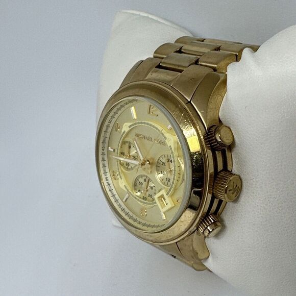 Michael Kors Runway MK8077 Men's Gold Stainless Steel Analog Dial Watch HME73 - Picture 3 of 11